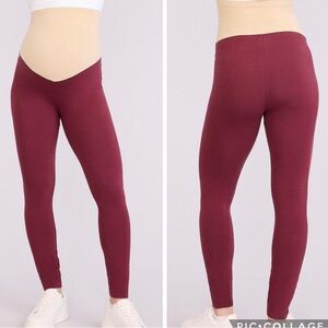 Motherhood Maternity Maroon Essential Stretch Over The Belly Leggings Size M